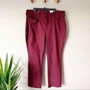 NYDJ Marilyn Straight Leg Stretch Jeans in Deep Merlot